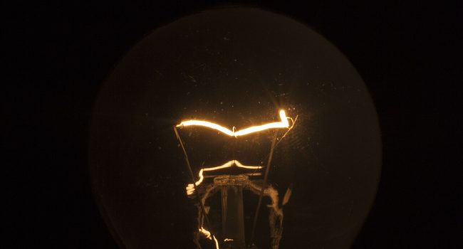 A glowing light bulb